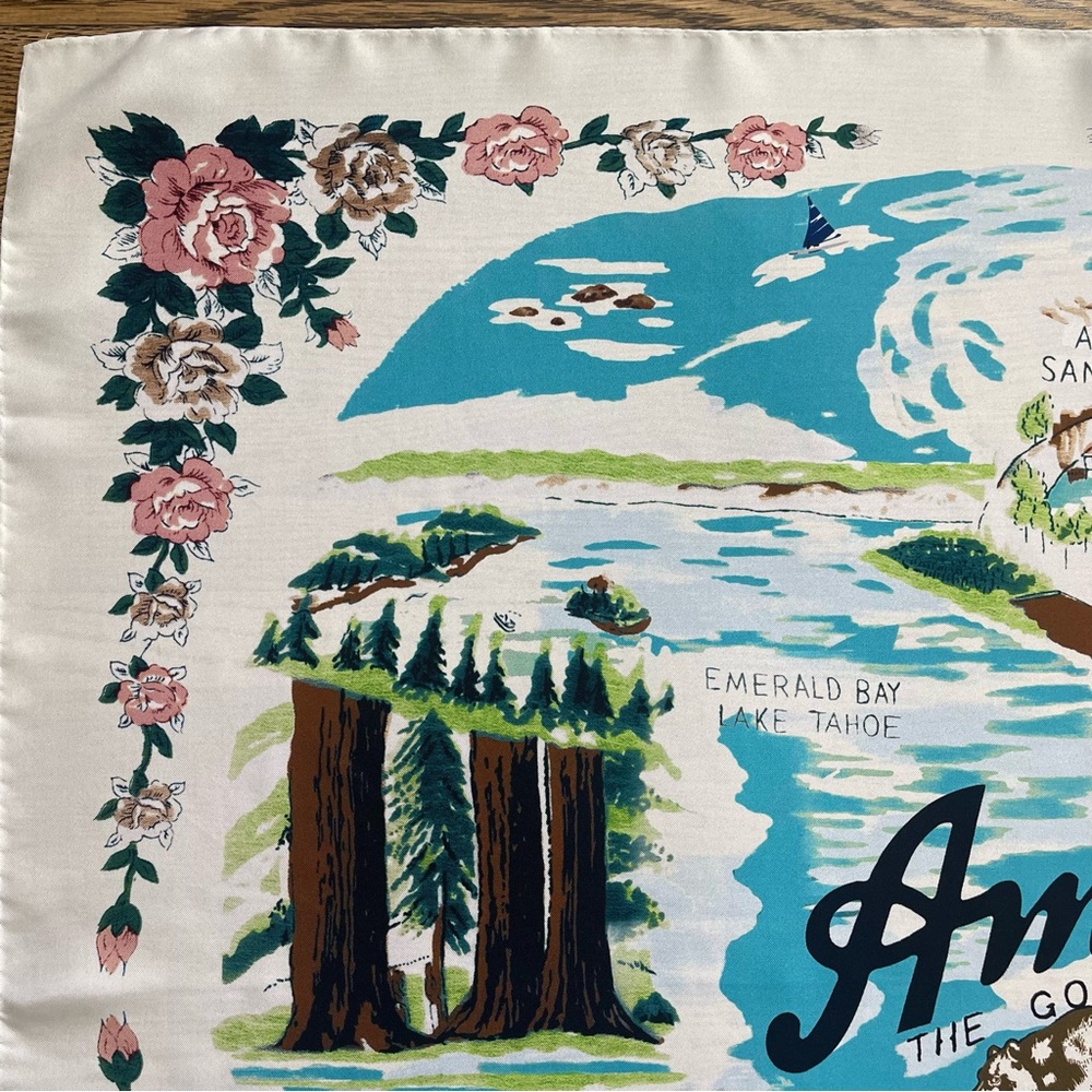 AMIRI California Hawaiian Map White Multi Silk Scarf Size One Size - Picture 6 of 10
